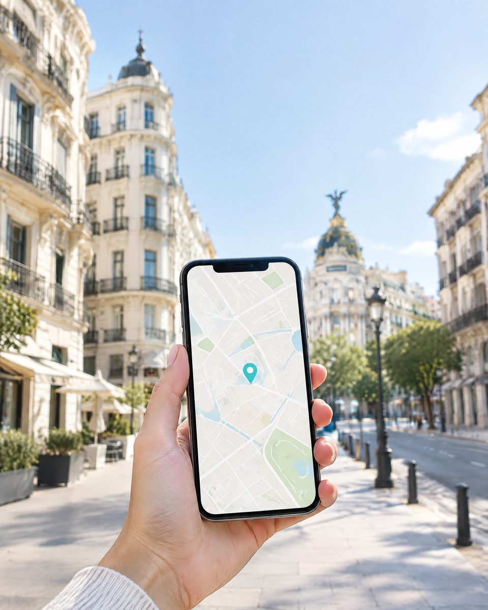 Búsqueda de una clínica en Google Maps desde el móvil, en Madrid